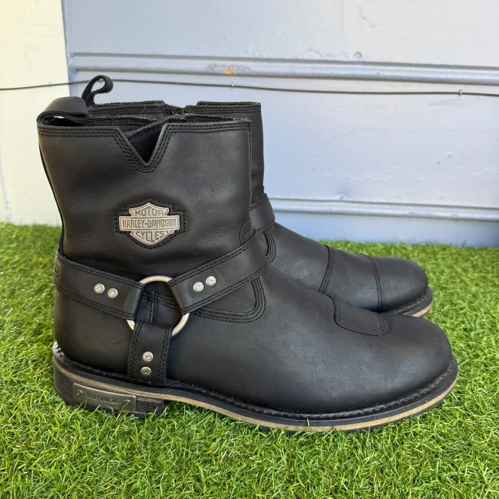 Harley Davidson Mens Conklin Waterproof Black Motorcycle Boots Size 12M Biker